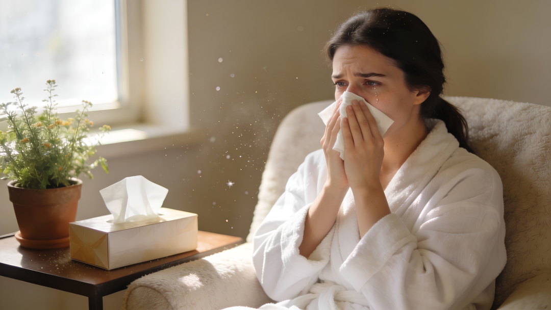 Woman suffering from hayfever